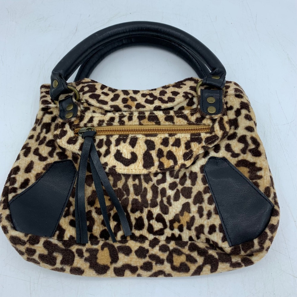 Vtg 90s Mary Kate Ashley Leopard Print Faux Fur Y2K Handbag Small Satchel Purse